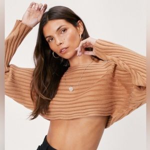 Nasty gal cropped tan sweater